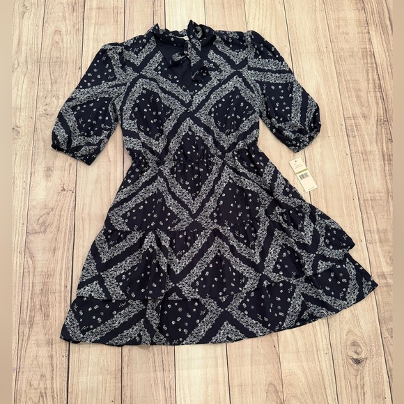 Nanette Lepore Blue and White Puff Sleeve Sundress/size 14 - Picture 7 of 13